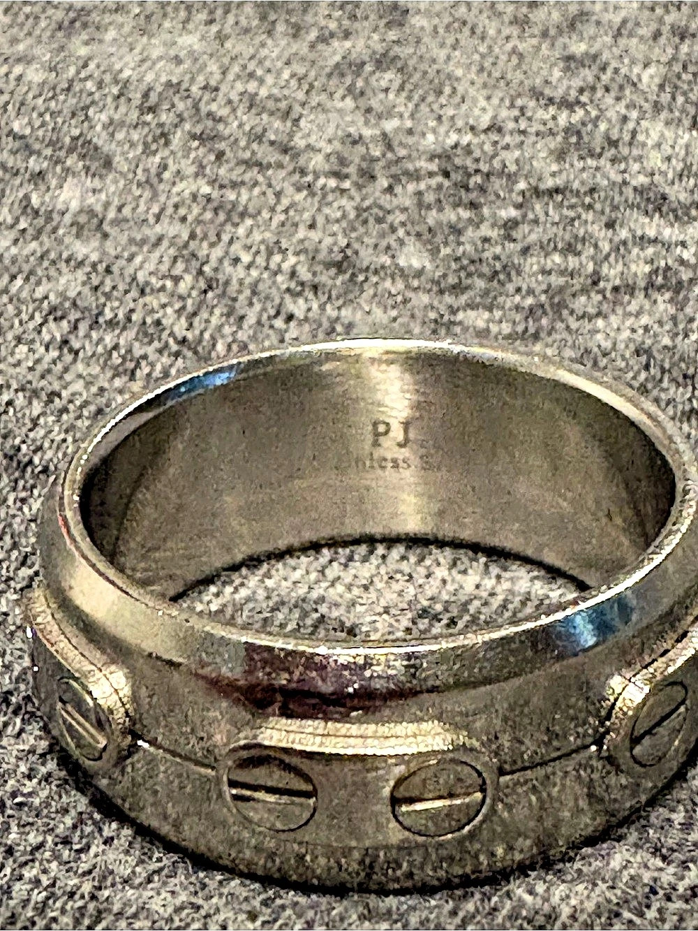 PJ Silver-Tone Screw Detail Men’s Ring
